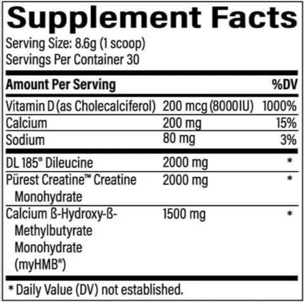 Advanced Muscle Plus Gold Supplement Facts